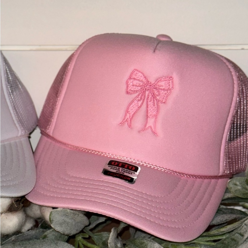 Embroidered Bow Trucker Hat
